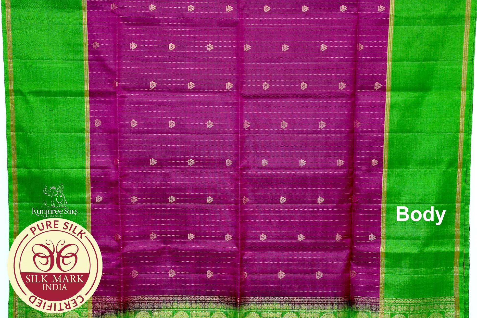 Purple with Green Color Pure Silk Saree