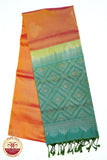 Pure Handloom Dual Tone Borderless - Sunset Orange with pink & Sea Green