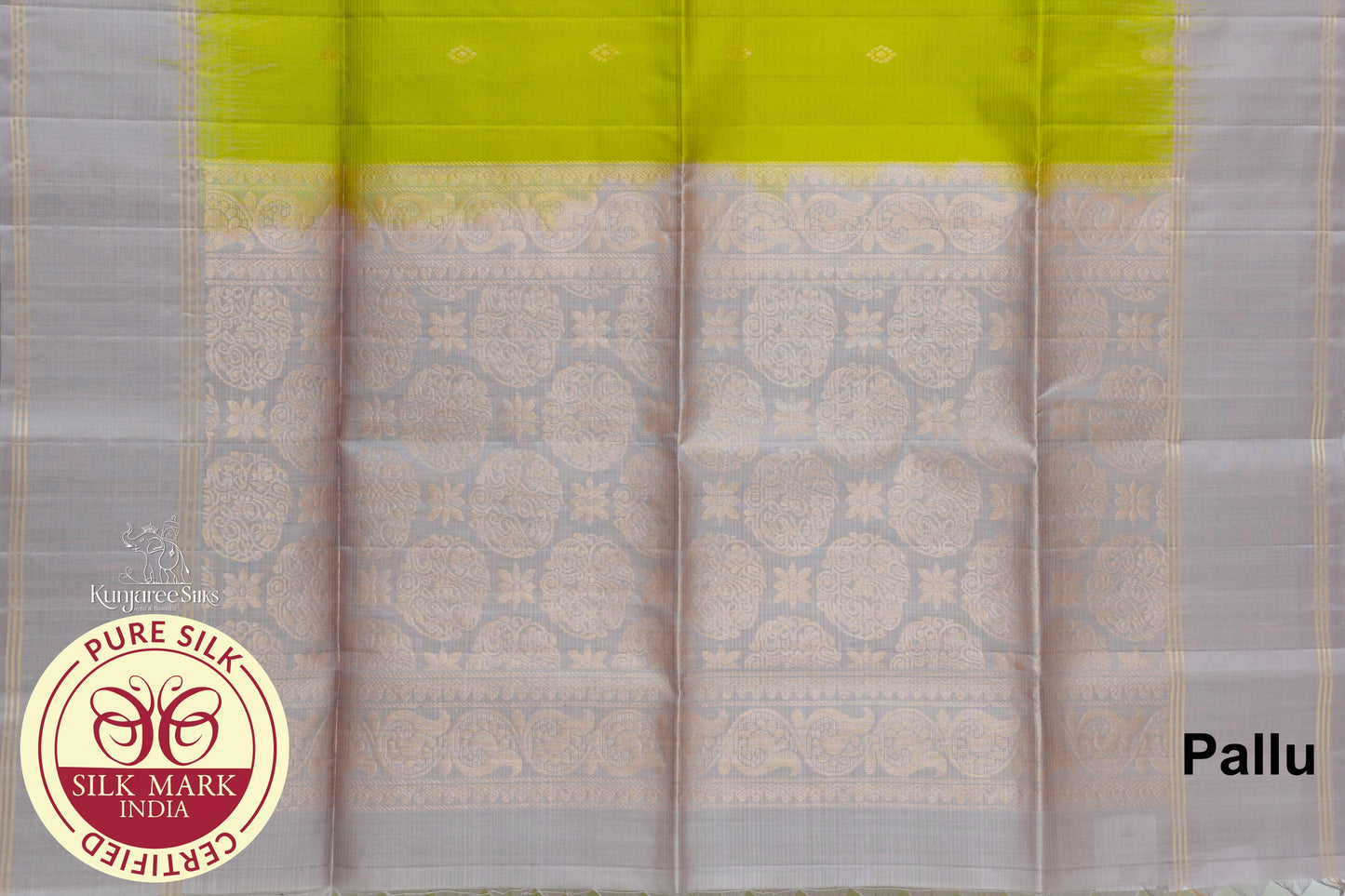 Green with Grey Color Pure Silk Saree