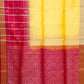 Lemon Yellow with Red Color Pure Silk Saree