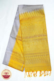 Pure Handloom Soft Silk Saree – Silver Grey & Sunshine Yellow Elegance