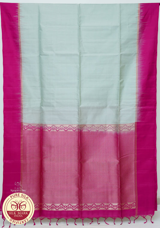 Gray with Pink Color Pure Silk Saree