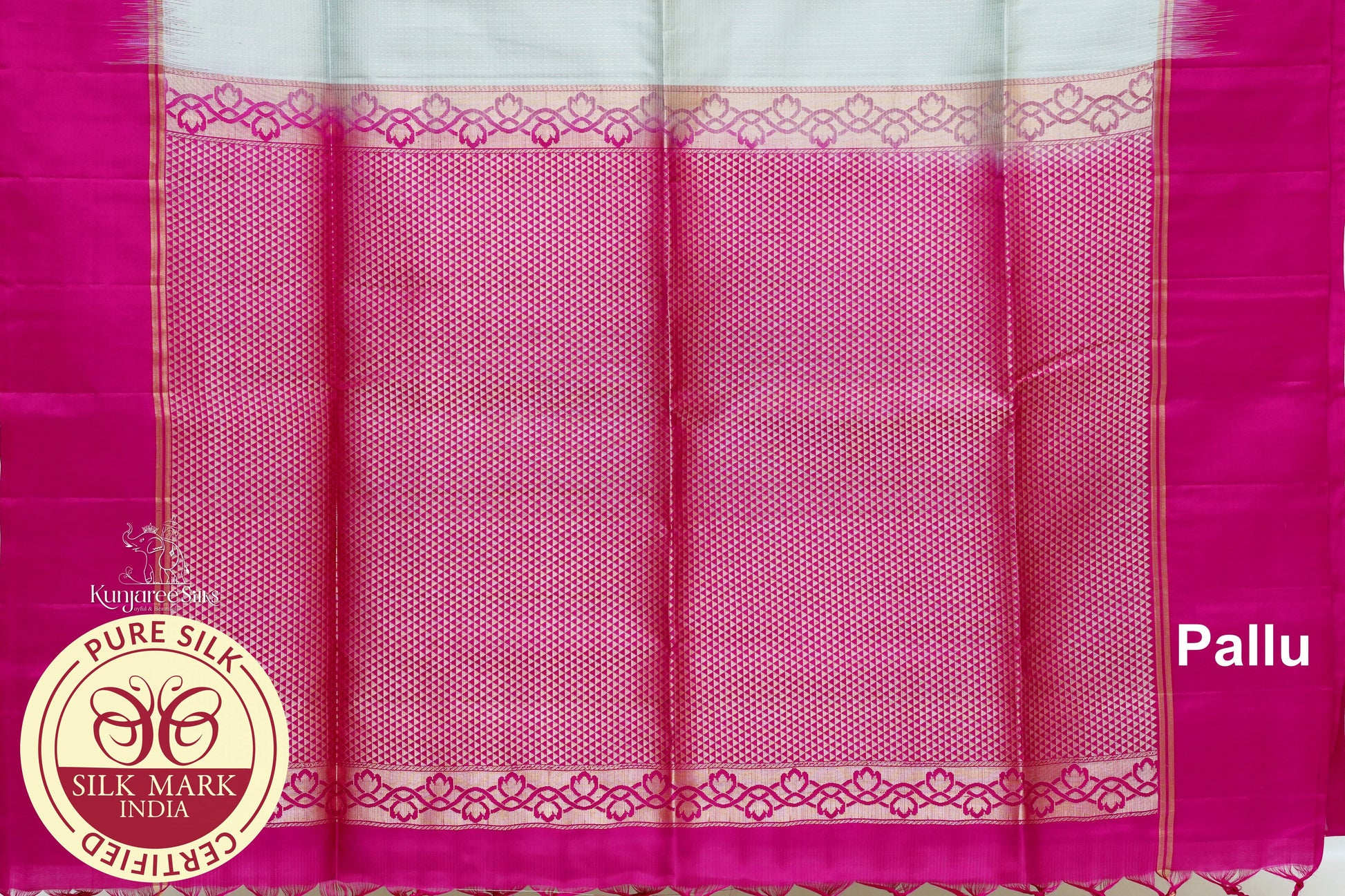 Gray with Pink Color Pure Silk Saree