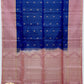 Blue with Brown Gold Line Pure Silk Saree