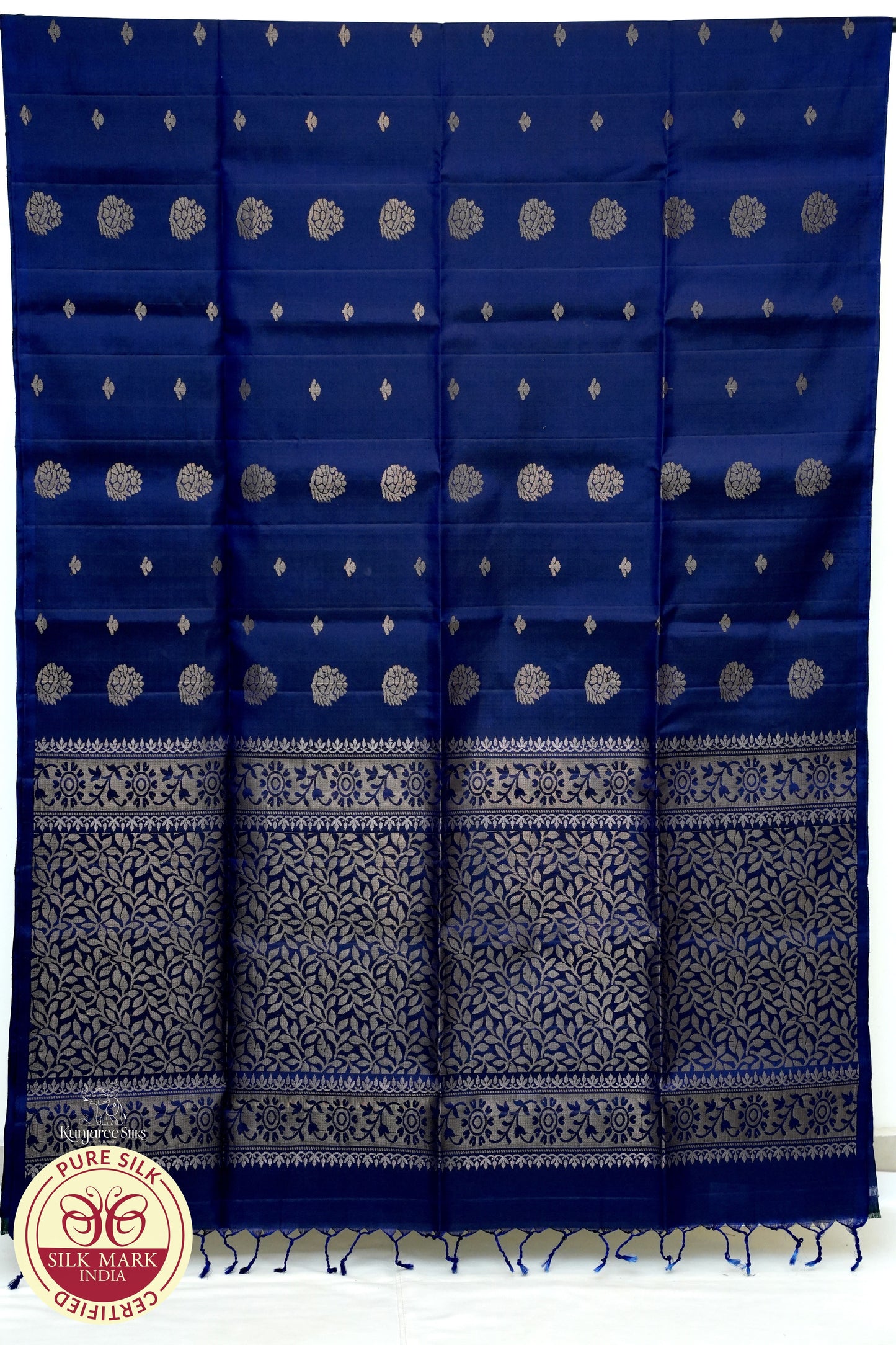 Navy Blue with Gold Color Pure Silk Saree