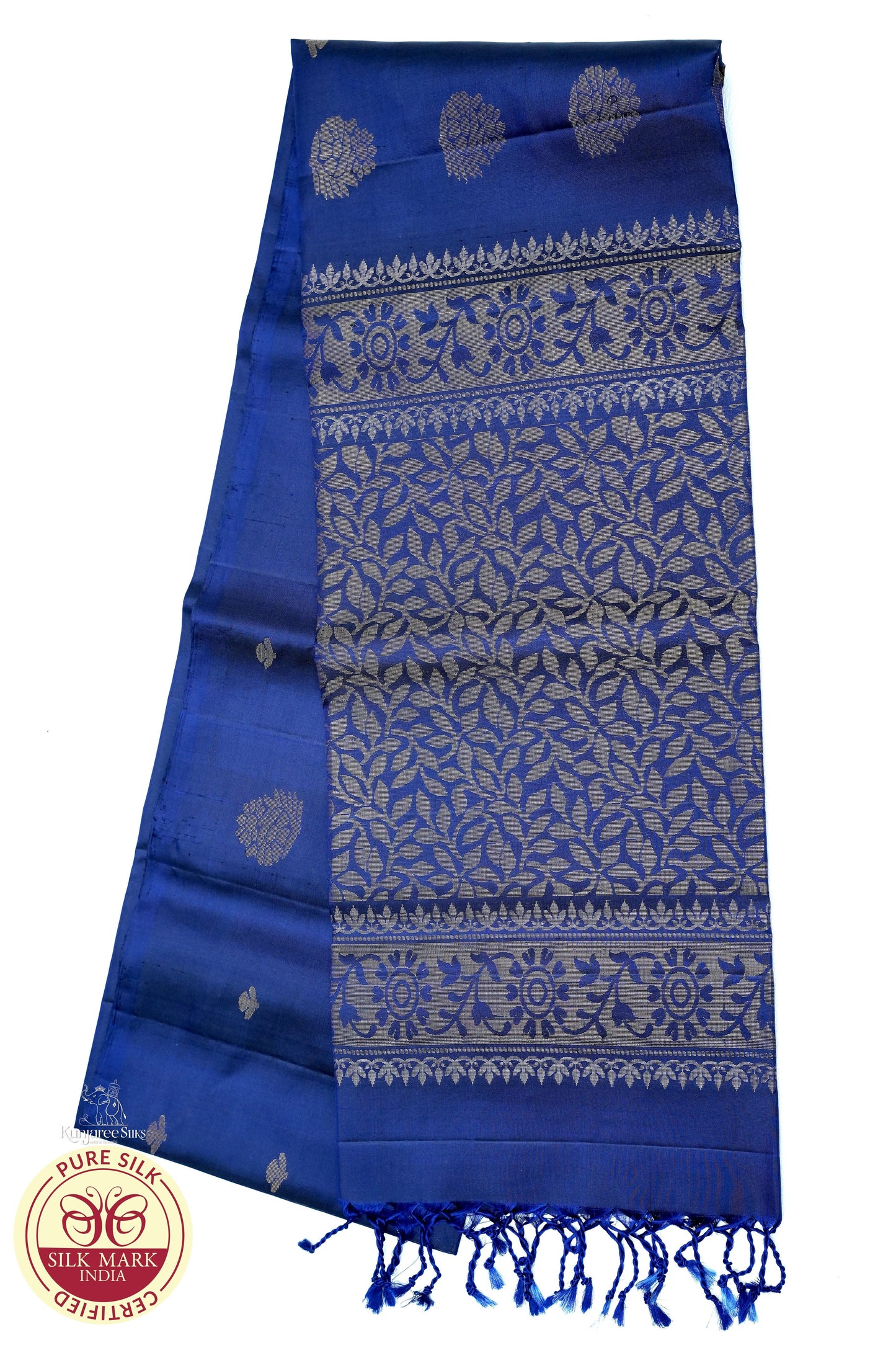 Navy Blue with Gold Color Pure Silk Saree