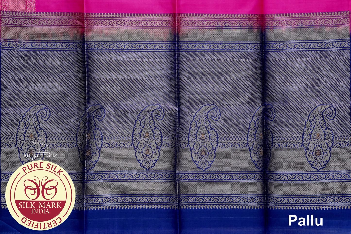 Rani Pink with Voilet Color Pure Silk Saree