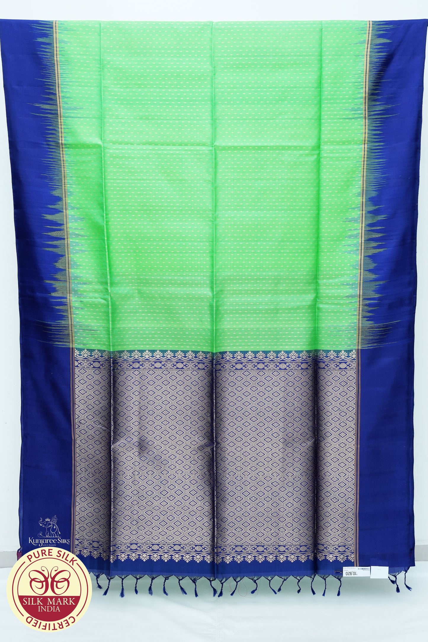 Parrot Green with Navy Blue Color Pure Silk Saree