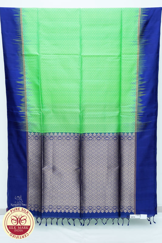 Parrot Green with Navy Blue Color Pure Silk Saree