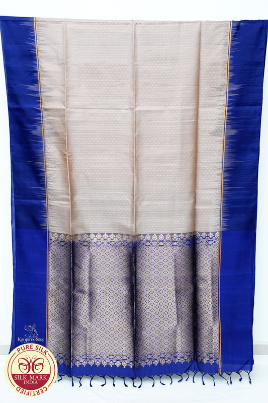 Biscuit with Purple Color Pure Silk Saree