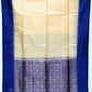 Cream Yellow with Navy Blue Color Pure Silk Saree