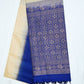 Pure Handloom Soft Silk Saree in Cream Beige with Royal Blue Zari Pallu