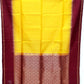 Brown with Lemon Yellow Color Pure Silk Saree