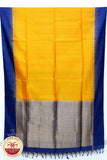 Mustard Yellow with Navy Blue Color Pure Silk Saree