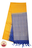 Mustard Yellow with Navy Blue Color Pure Silk Saree