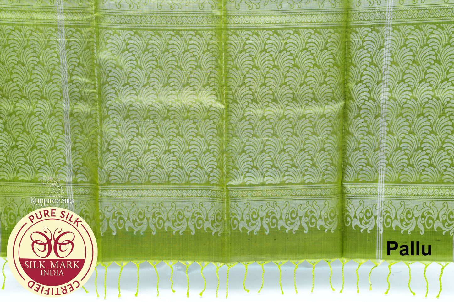 Green with Silver Color Pure silk Saree