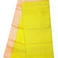 Pure Handloom Soft Silk Saree in Peach with Lime Green Border and Pallu