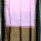 Baby Pink with Bottle Green Color Pure Silk Saree