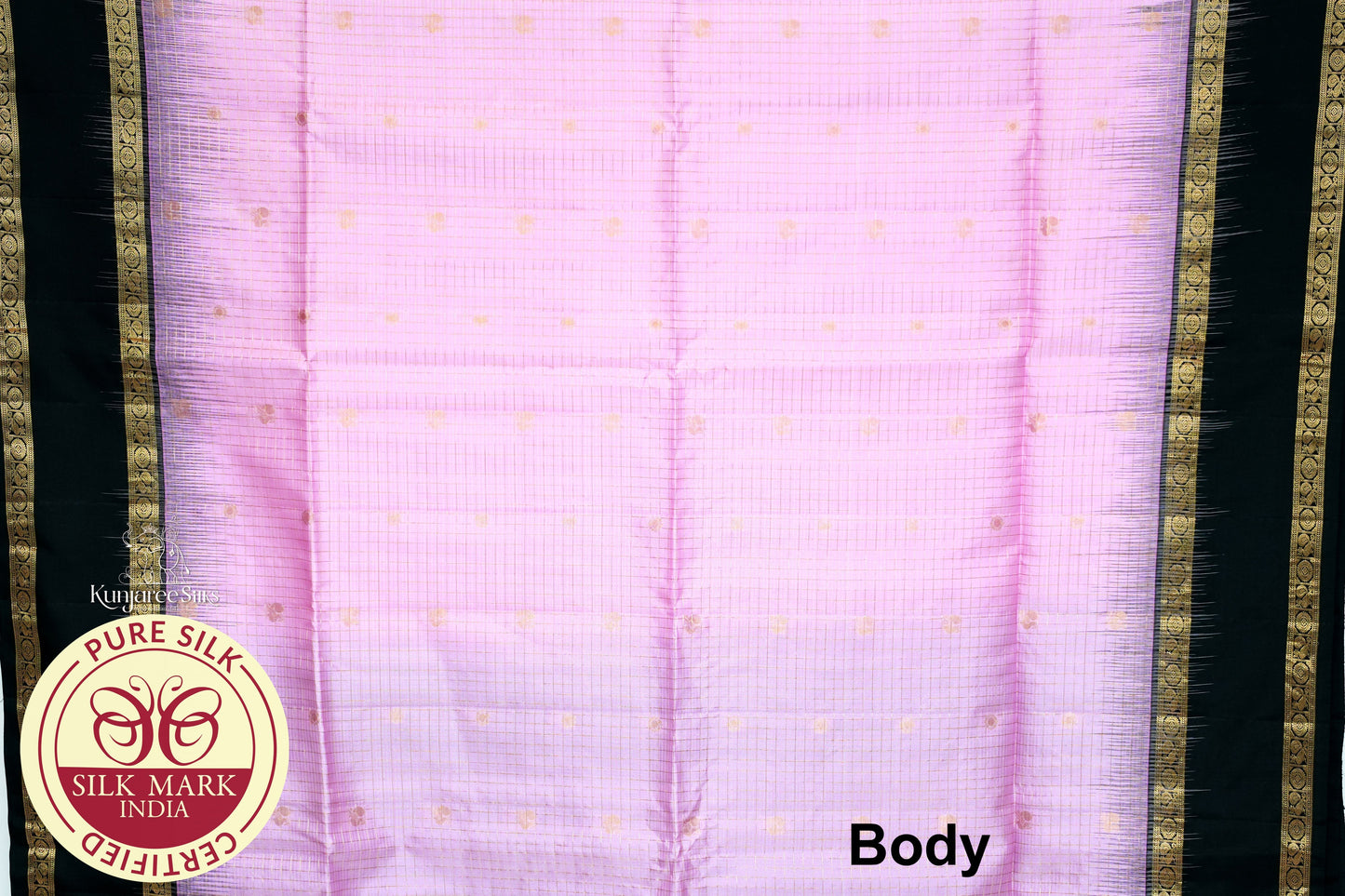 Baby Pink with Bottle Green Color Pure Silk Saree