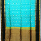 Sky Blue with Bottle Green Color Pure Silk Saree