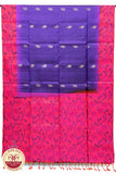 Purple with Orange Color Pochampally Pure Silk Saree