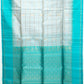 Cream White with Sea Blue Color Pure Silk Saree