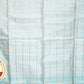 Cream White with Sea Blue Color Pure Silk Saree