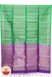 Green with Purple Color Pure Silk Saree