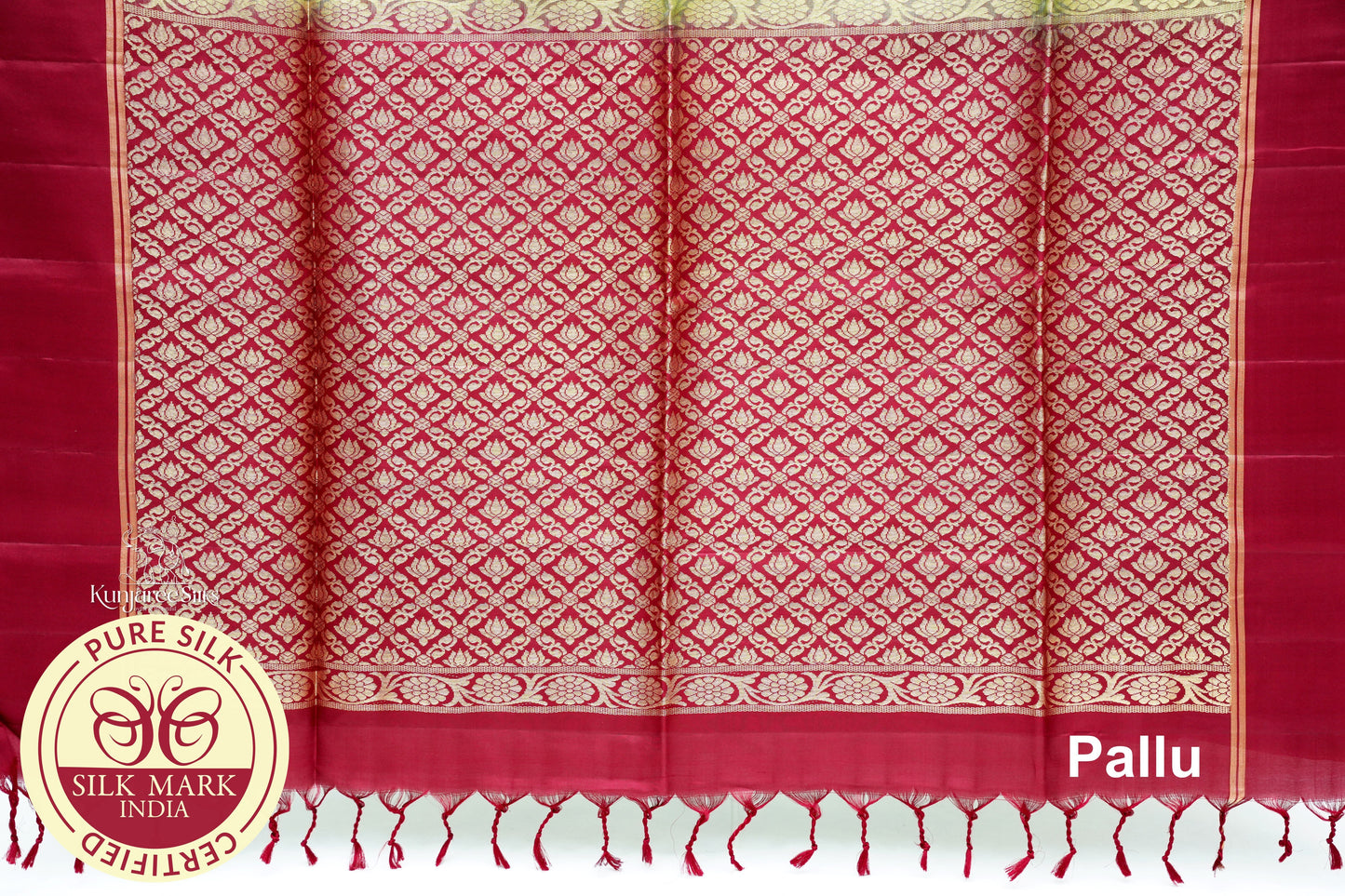 Parrot Green with Maroon Color Pure Silk Saree