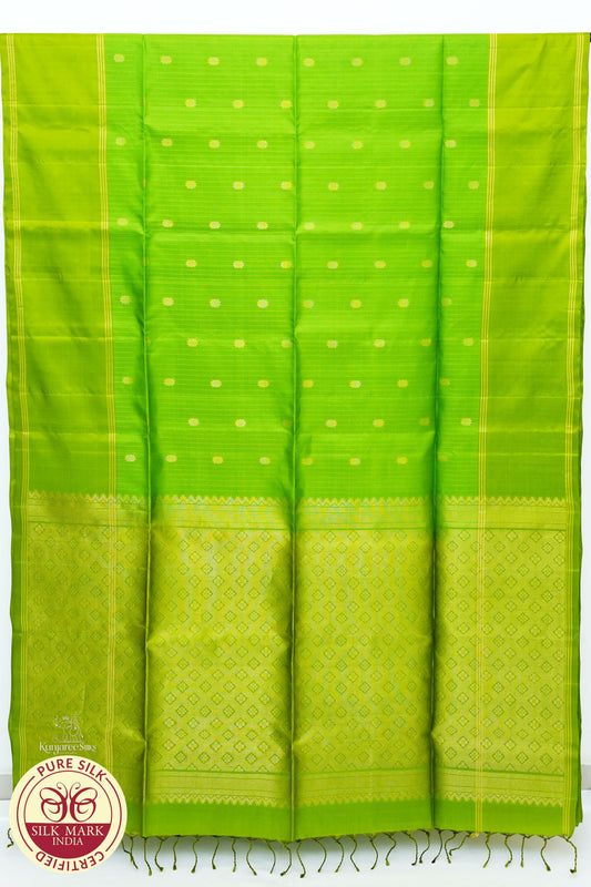 Green with Gold Color Pure Silk Saree