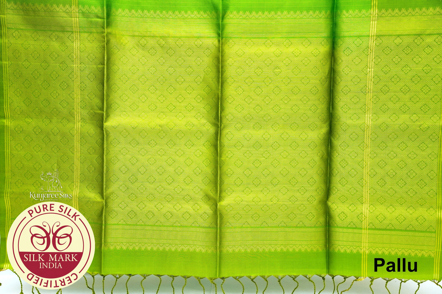 Green with Gold Color Pure Silk Saree