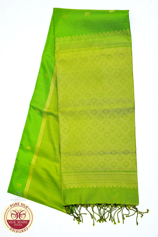 Green with Gold Color Pure Silk Saree