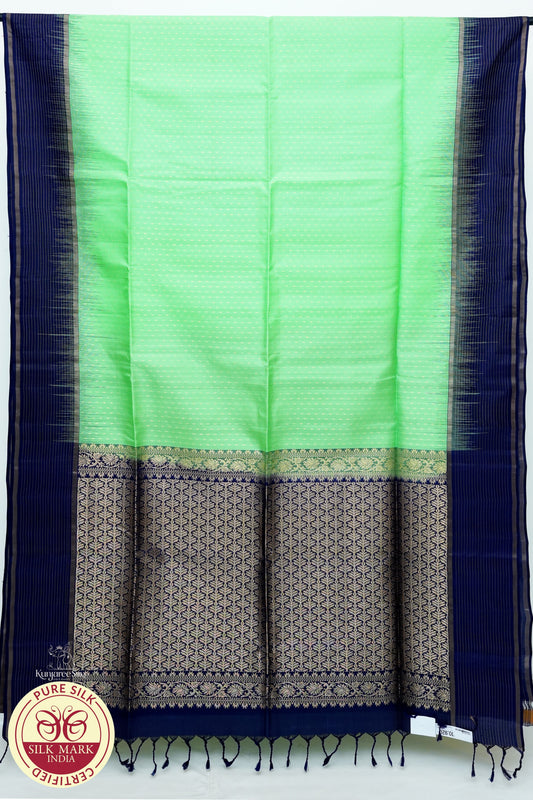 Parrot Green with Purple Color Pure Silk Saree