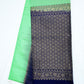 Pure Handloom Soft Silk Saree in Parrot Green with Navy Blue Zari Pallu