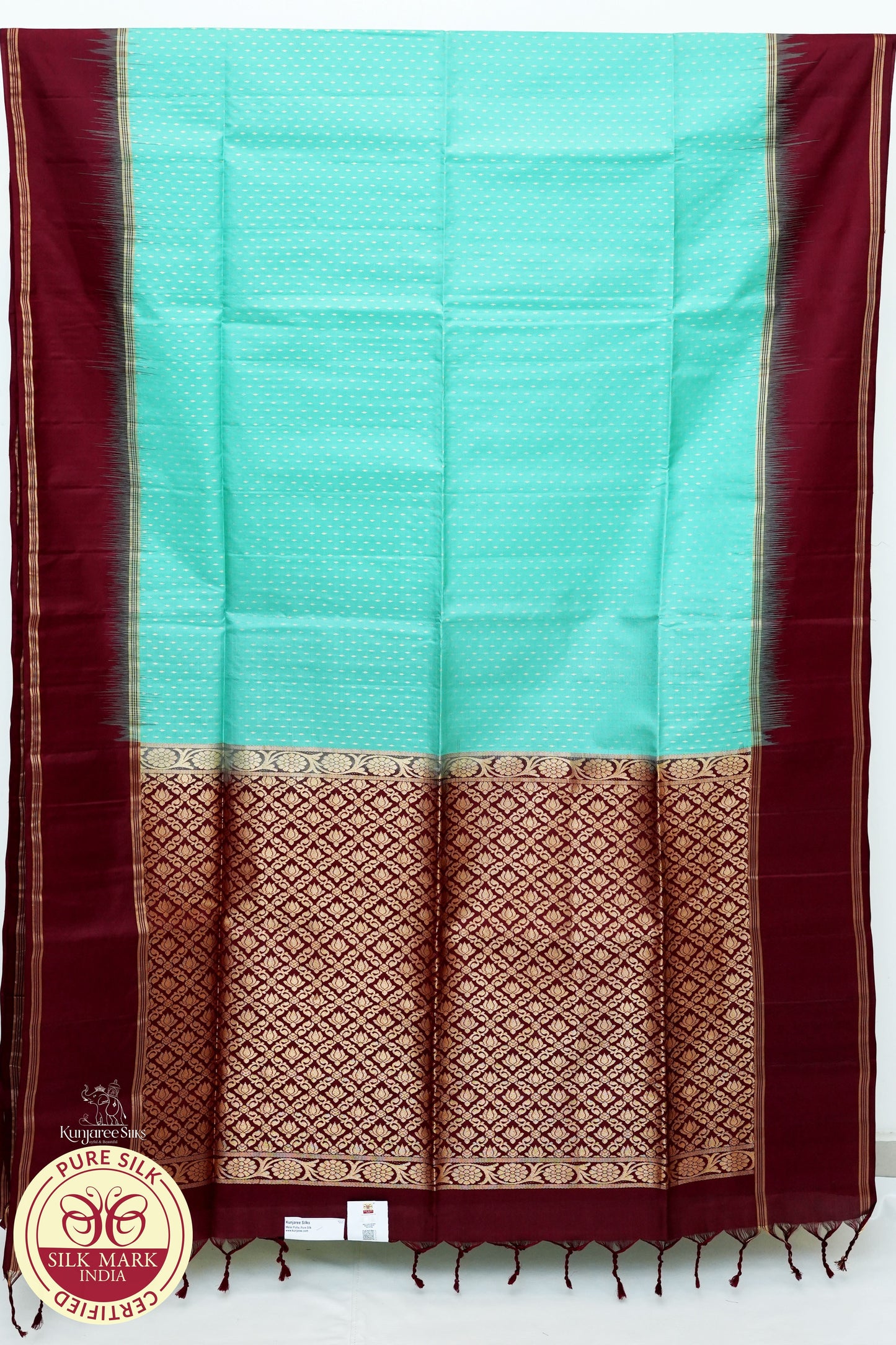 Sky Blue with Maroon Color Pure Silk Saree