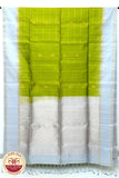 Parrot Green with Silver Color Pure Silk Saree