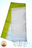 Parrot Green with Silver Color Pure Silk Saree