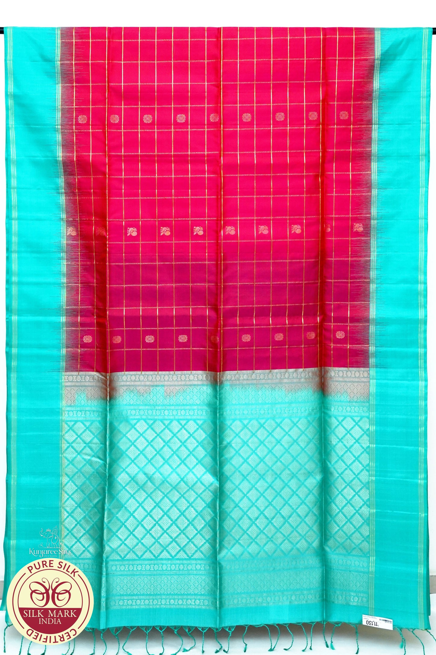 Rani with Sky Blue Color Pure Silk Saree