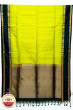 Mustard Yellow with Bottle Green Color Pure Silk Saree