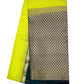 Pure Silk Handloom Softsilk Lime Green & Teal Zari Border Saree