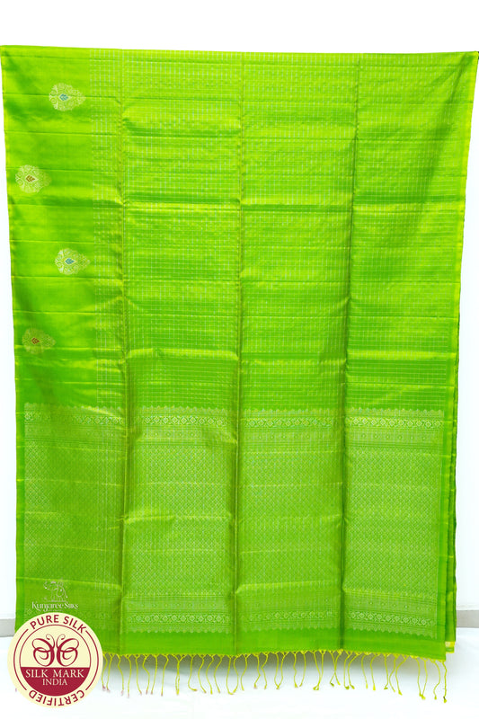 Parrot Green Color Pure Silk Saree