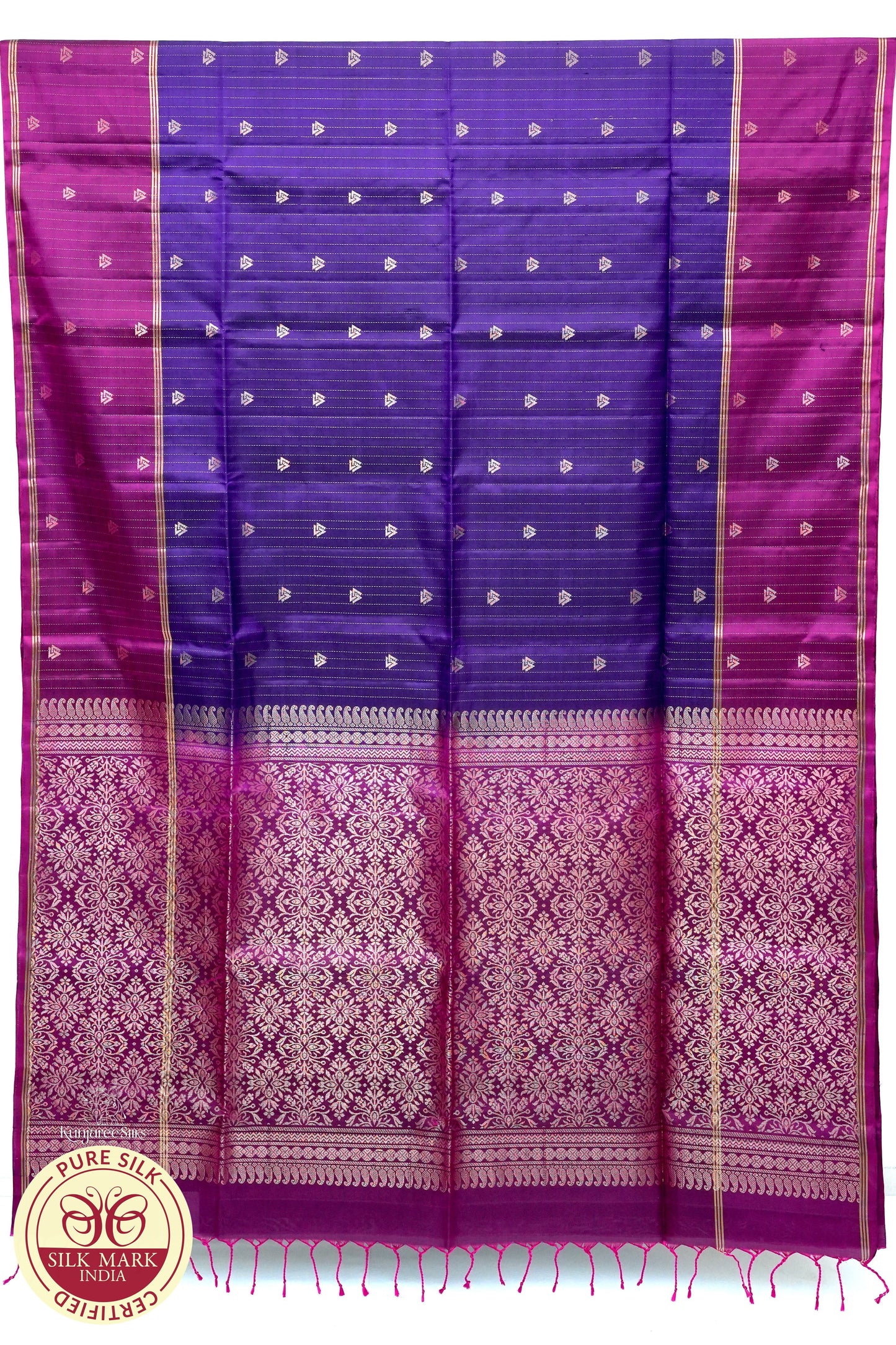 Purple with Maroon Color Pure Silk Saree