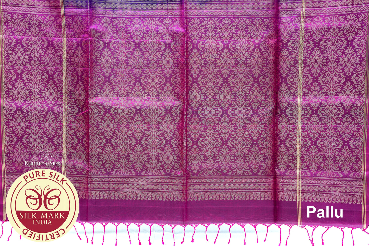 Purple with Maroon Color Pure Silk Saree