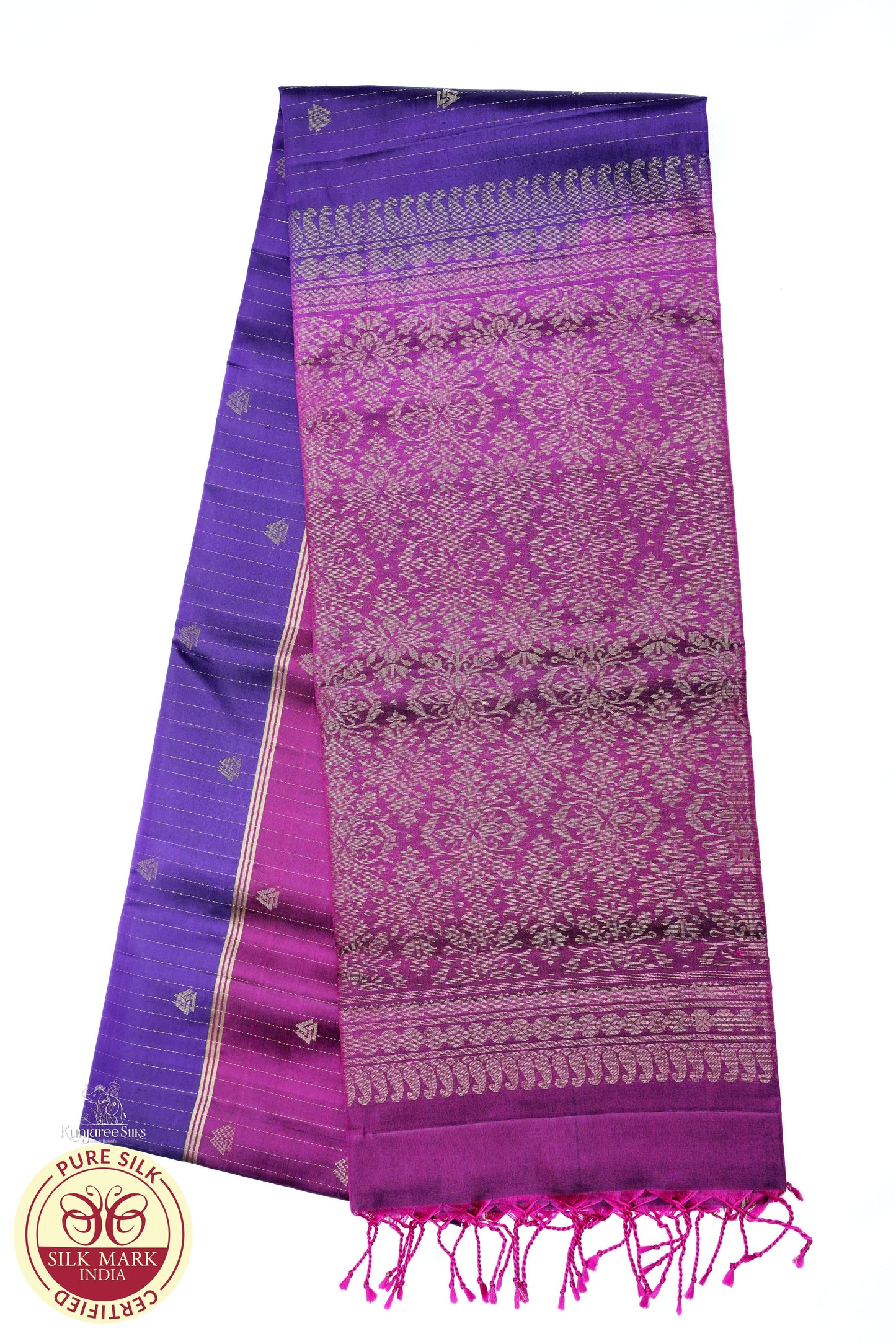 Purple with Maroon Color Pure Silk Saree