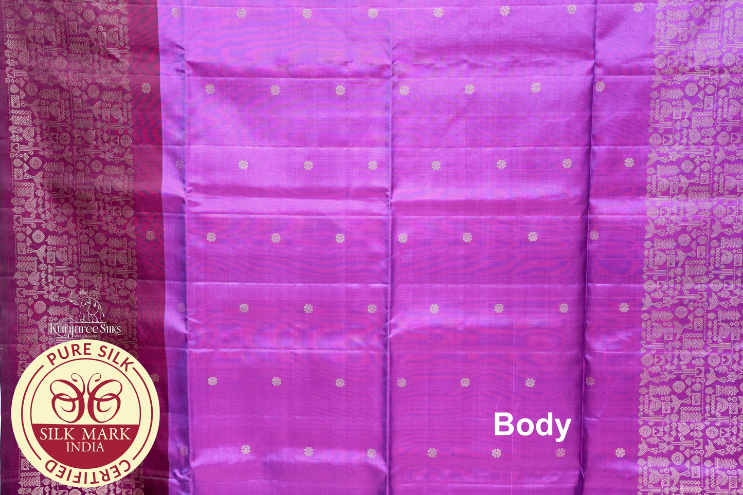 Pink with Maroon Color Pure Silk Saree