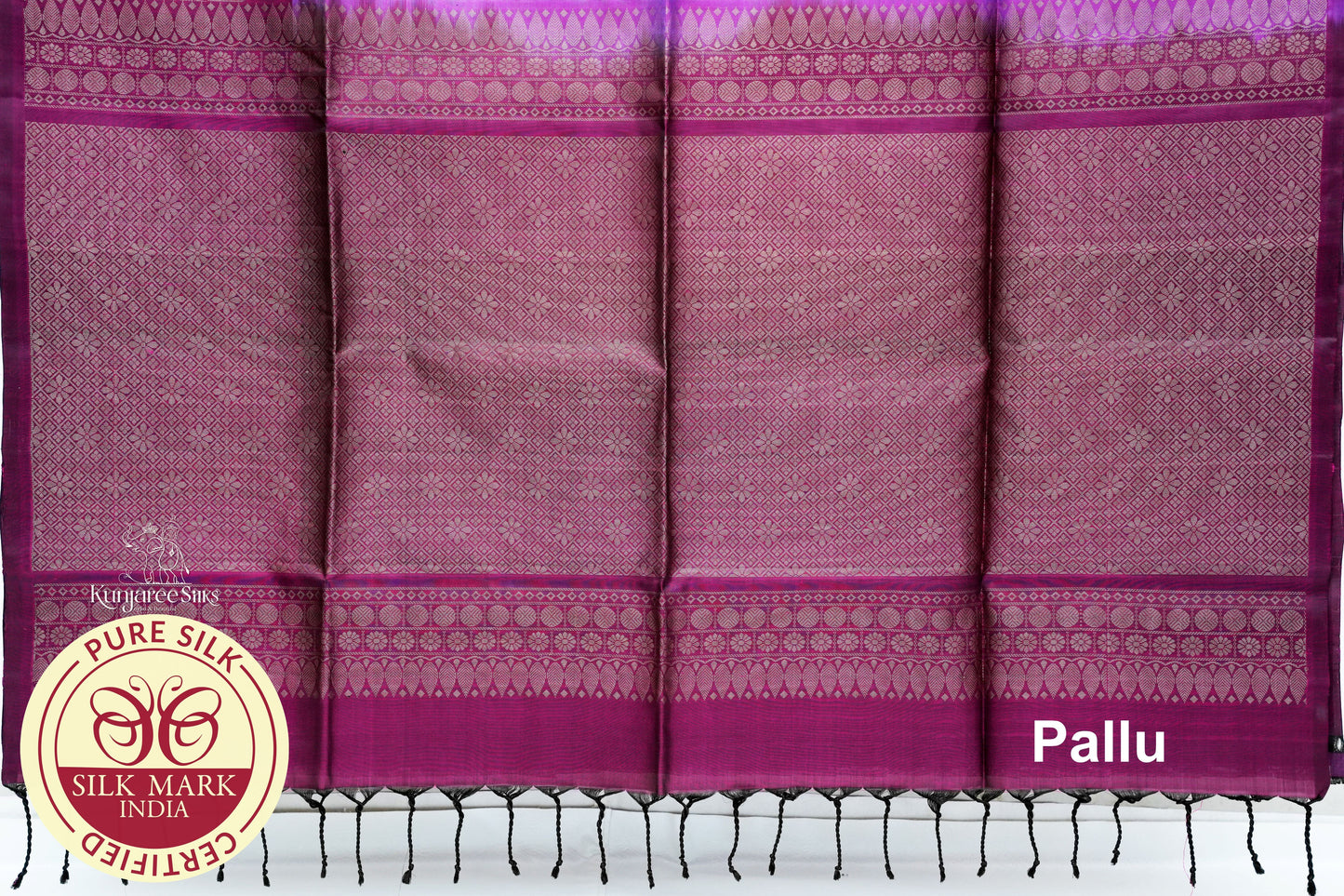 Pink with Maroon Color Pure Silk Saree