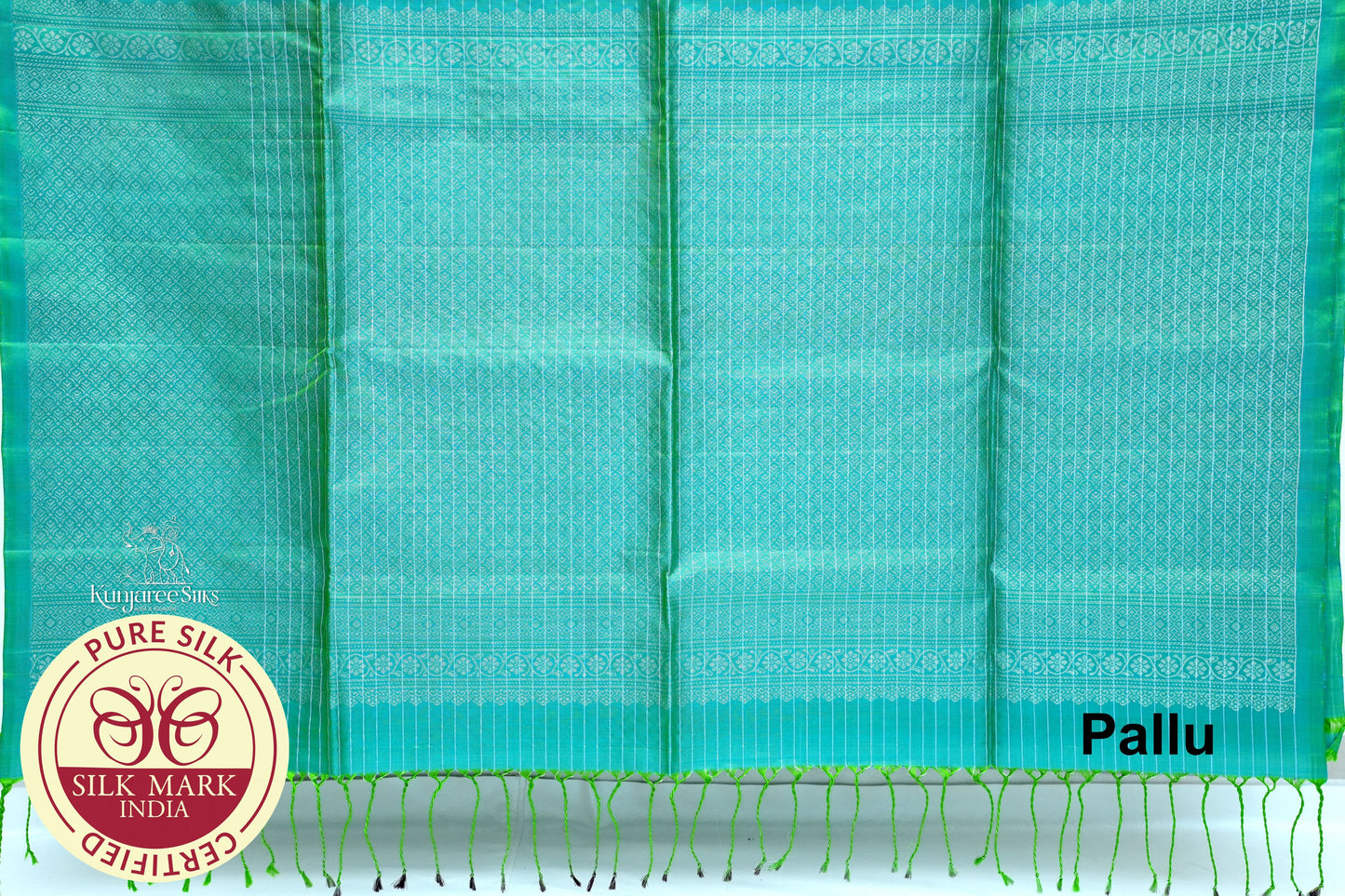 Bluish Green with Bluish Green Color Pure Silk Saree