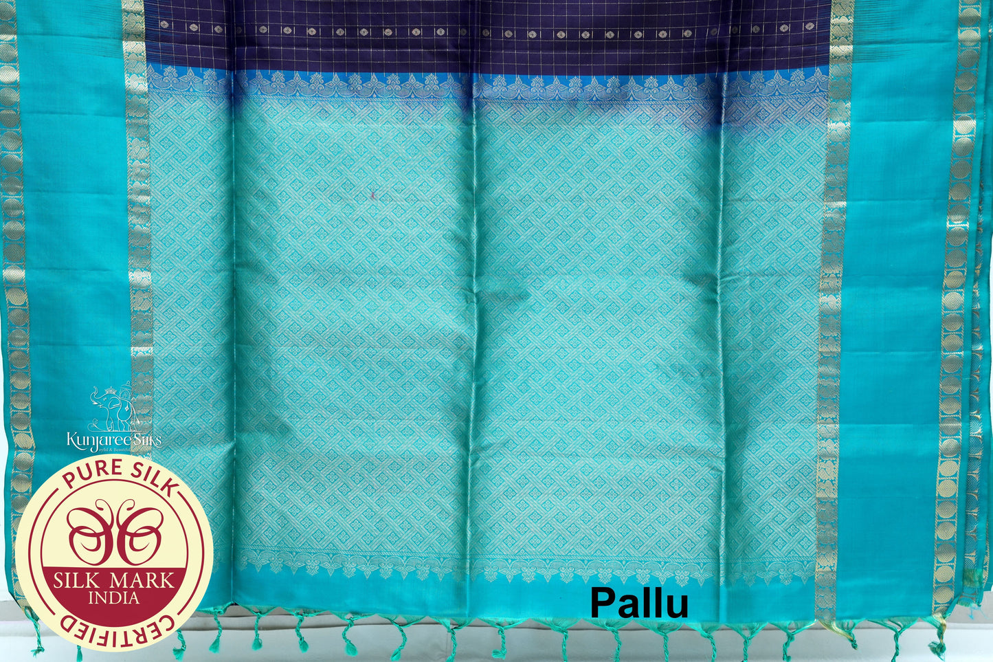 Royal Blue with Teal Green Color Pure Silk Saree