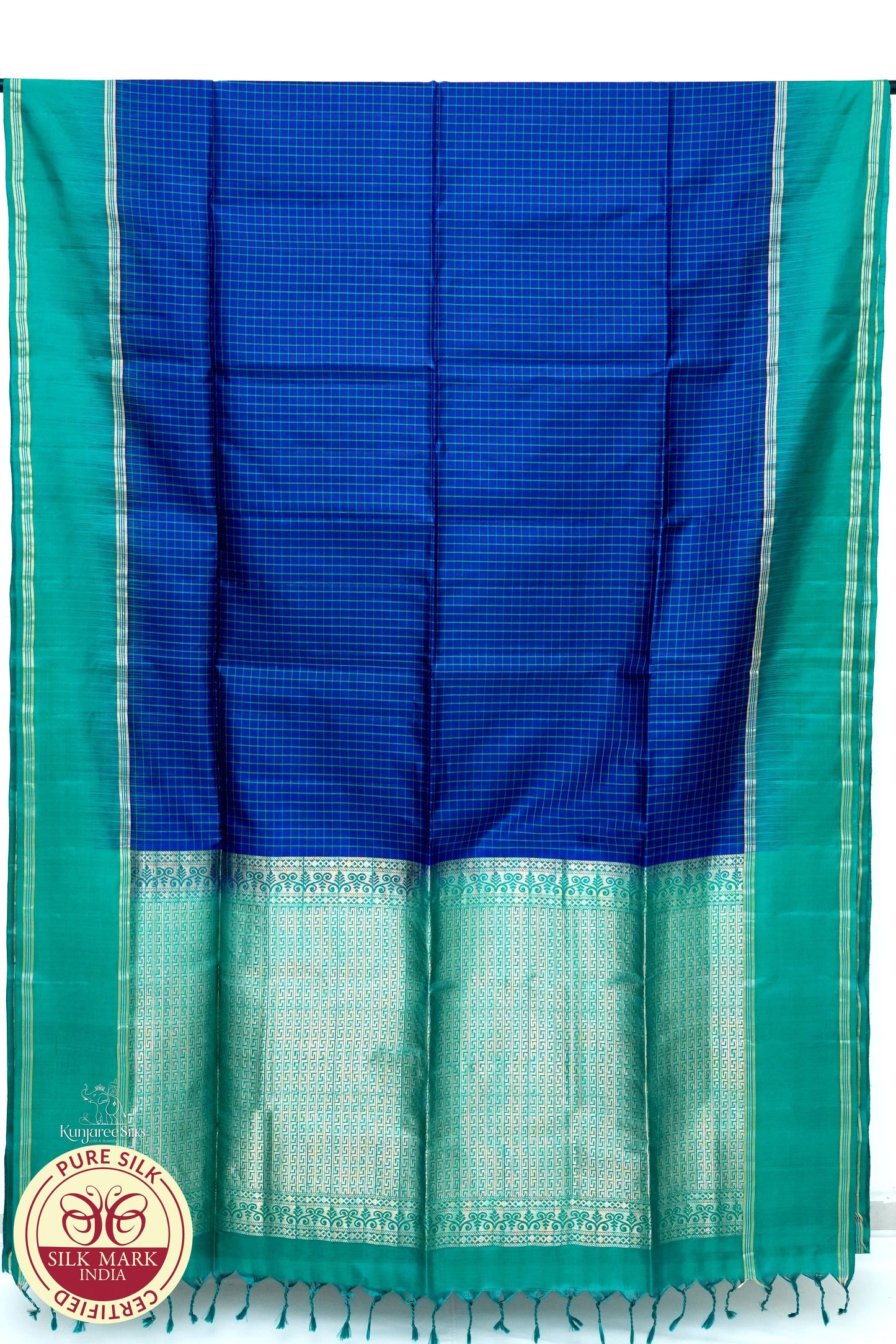 Royal Blue with Green Color Pure Silk Saree