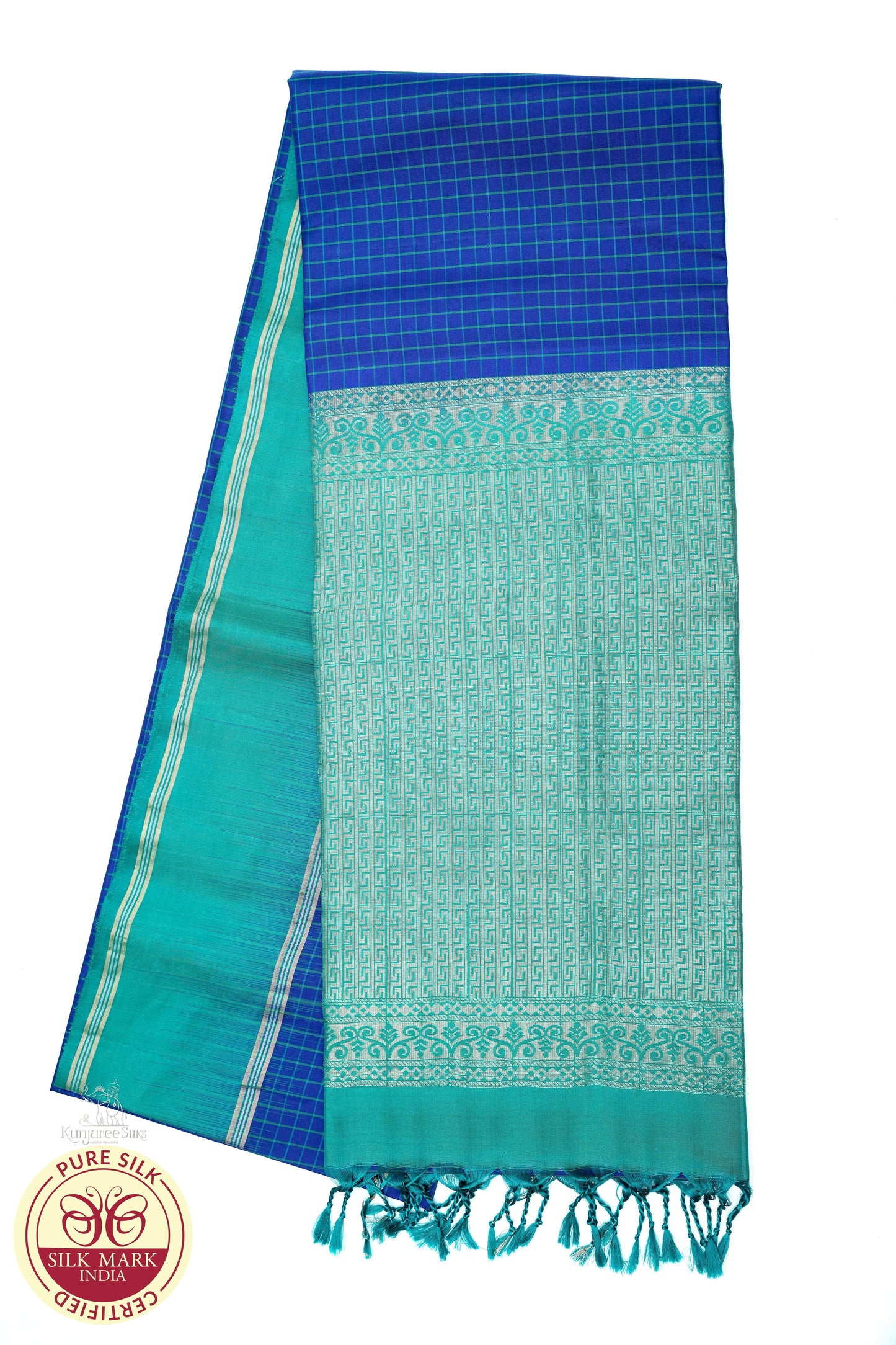 Royal Blue with Green Color Pure Silk Saree